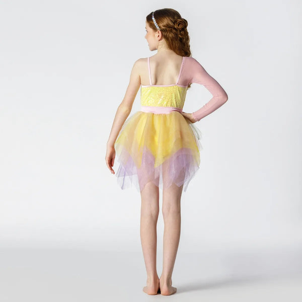 Sequinned Bodice with Multi-Layered Skirt and Mesh Sleeve | 1st Position 