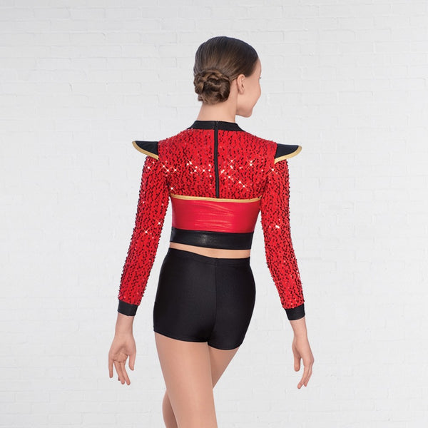 1st Position Red Sequin Sleeved Soldier Jacket - Dazzle Dancewear Ltd