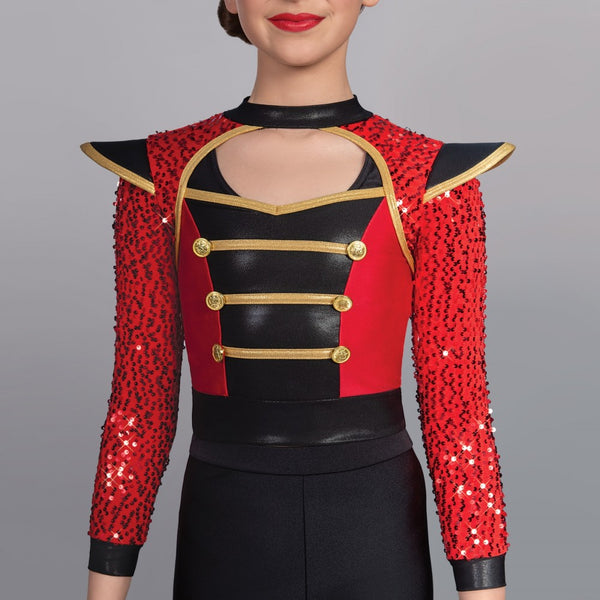 1st Position Red Sequin Sleeved Soldier Jacket - Dazzle Dancewear Ltd