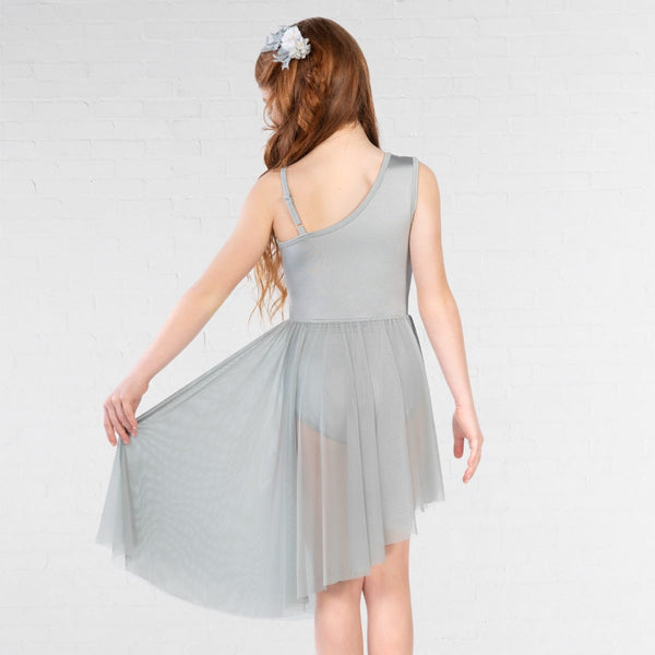 1st Position Asymmetrical Lyrical Dress with Floral Appliqué - Dazzle Dancewear Ltd
