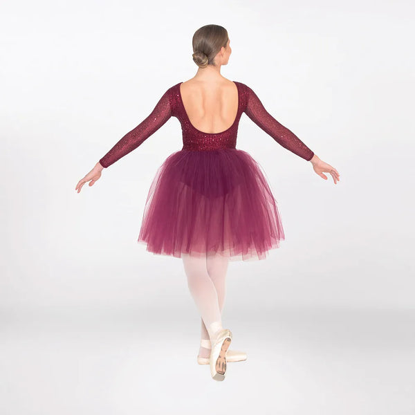 1st Position Sequin Long Sleeved Low Back Ballet Dress | Dazzle Dancewear Ltd