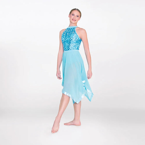 1st Position Halterneck Sequin Lyrical Dress with Handkerchief Skirt | Dazzle Dancewear Ltd