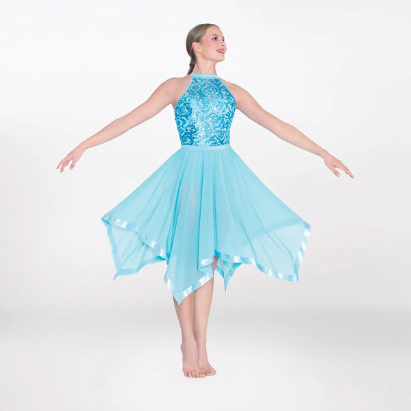 1st Position Halterneck Sequin Lyrical Dress with Handkerchief Skirt | Dazzle Dancewear Ltd