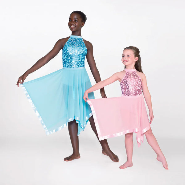 1st Position Halterneck Sequin Lyrical Dress with Handkerchief Skirt | Dazzle Dancewear Ltd