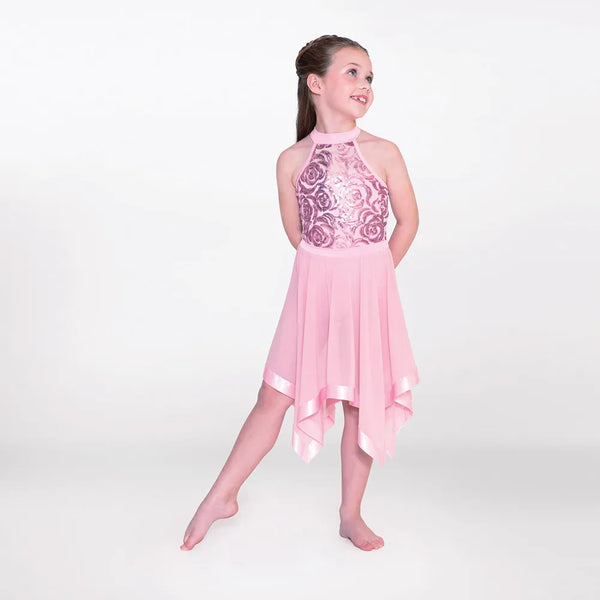 1st Position Halterneck Sequin Lyrical Dress with Handkerchief Skirt | Dazzle Dancewear Ltd