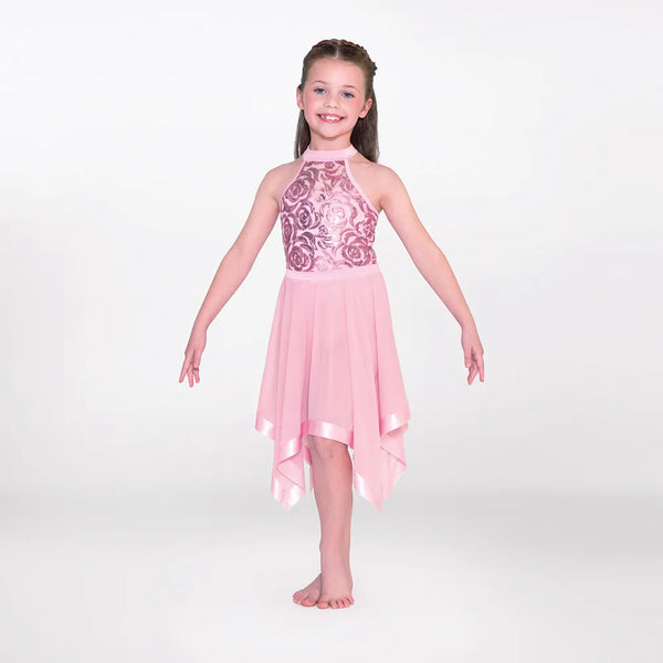 1st Position Halterneck Sequin Lyrical Dress with Handkerchief Skirt | Dazzle Dancewear Ltd