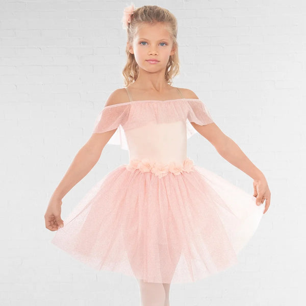 1st Position Romantic Tutu with Flowers and Glitter Net Skirt