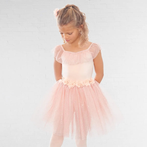 1st Position Romantic Tutu with Flowers and Glitter Net Skirt