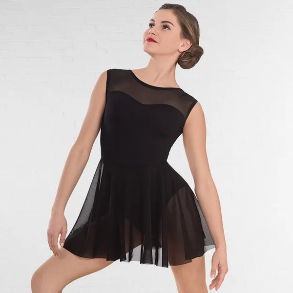 1st Position Mesh Panel Sweetheart Neck Skirted Leotard - Dazzle Dancewear Ltd