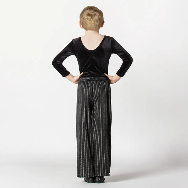 High-Waisted Pinstriped Trousers with Velvet Top | 1st Position 