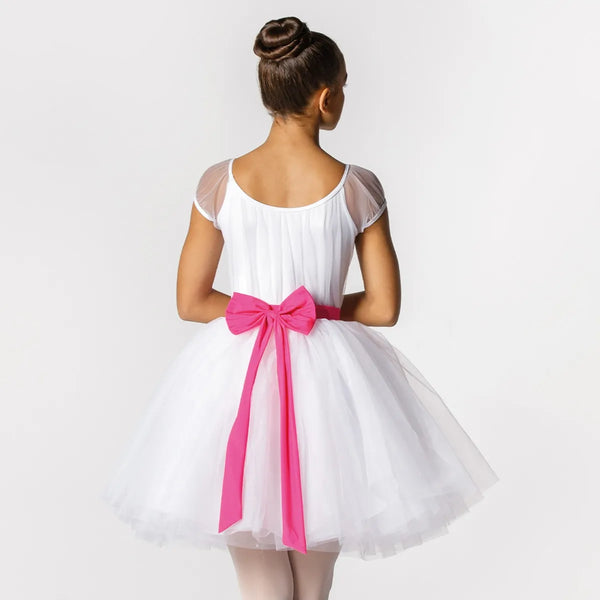 Scoop Neck Net Overlay Romantic Tutu with Contrasting Bow Trim | 1st Position