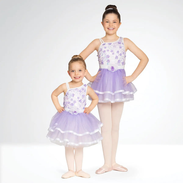 Floral Textured Ballet Dress with Ribbon Trim | 1st Position 