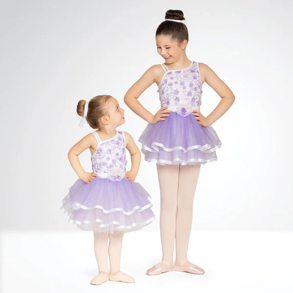 Floral Textured Ballet Dress with Ribbon Trim | 1st Position 