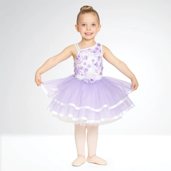 Floral Textured Ballet Dress with Ribbon Trim | 1st Position 