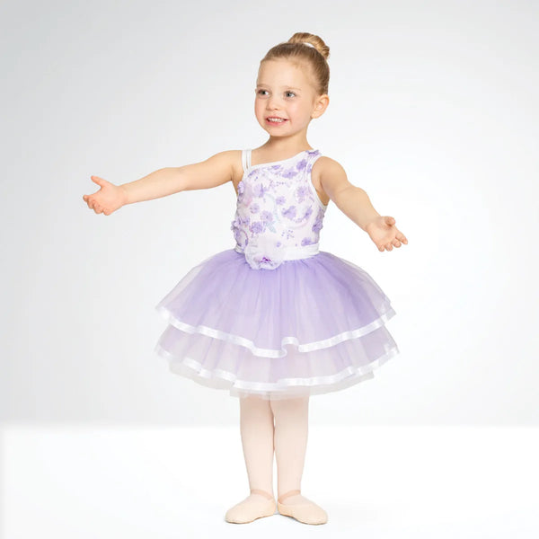 Floral Textured Ballet Dress with Ribbon Trim | 1st Position 