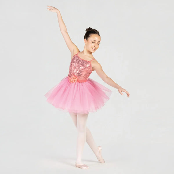 1st Position Camisole Style Ballet Dress with Flower Trim | Dazzle Dancewear Ltd