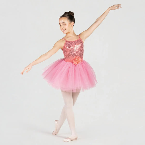 1st Position Camisole Style Ballet Dress with Flower Trim | Dazzle Dancewear Ltd