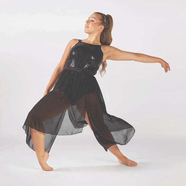 Non-Symmetrical Strapped Leotard with Separate Handkerchief Skirt | 1st Position 