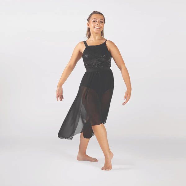 Non-Symmetrical Strapped Leotard with Separate Handkerchief Skirt | 1st Position 