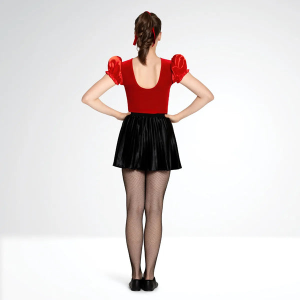 Satin and Velvet Leotard with Separate Satin Pleated Skirt | 1st Position 