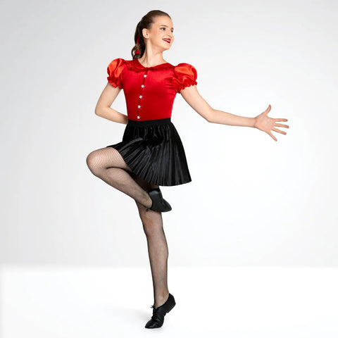 Satin and Velvet Leotard with Separate Satin Pleated Skirt | 1st Position 