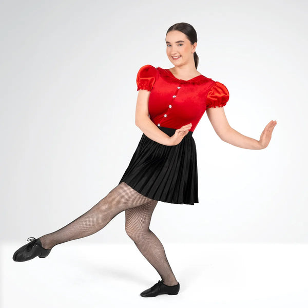 Satin and Velvet Leotard with Separate Satin Pleated Skirt | 1st Position 