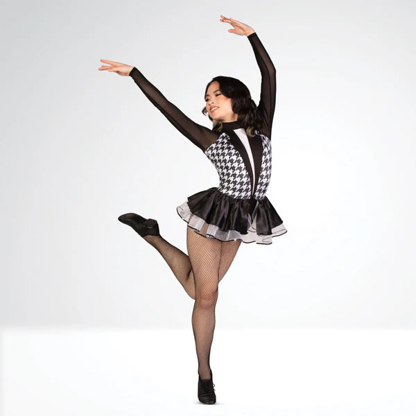 Raglan Sleeve Peplum Skirted Leotard with Front Jacket Detail | 1st Position 