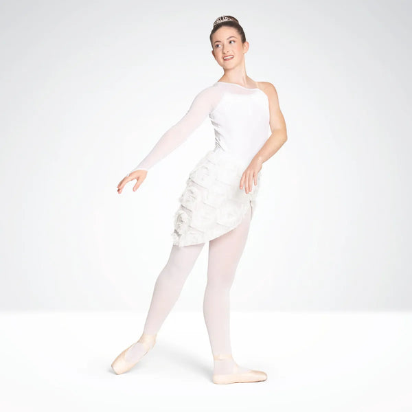 One-Sleeved Leotard with Separate Textured Skirt | 1st Position 