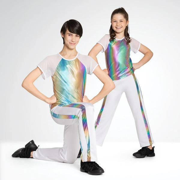 1st Position Metallic T-shirt with Mesh Sleeves and Matching Trousers