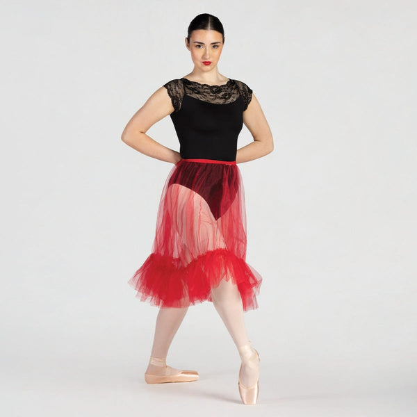 Frill Hemmed Long Wrap Net Skirt | 1st Position 