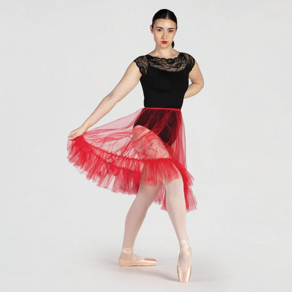 Frill Hemmed Long Wrap Net Skirt | 1st Position 