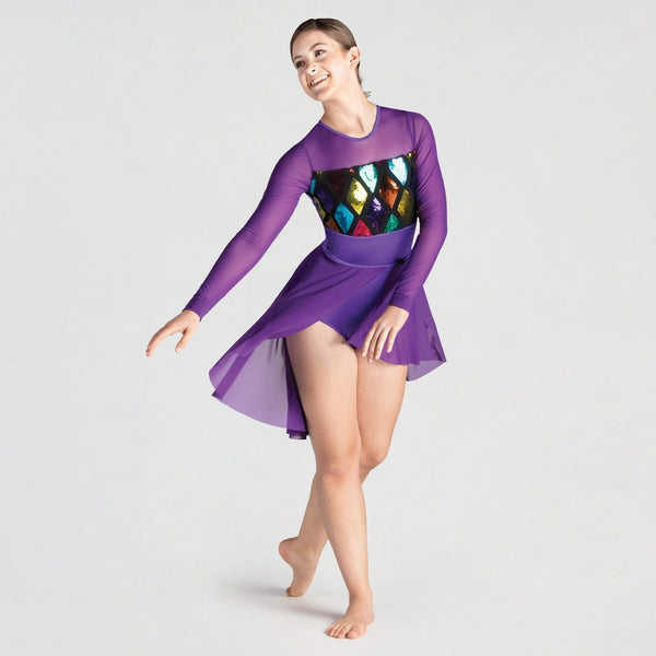  Long Sleeved Leotard with Harlequin Detail & Separate Skirt | 1st Position 