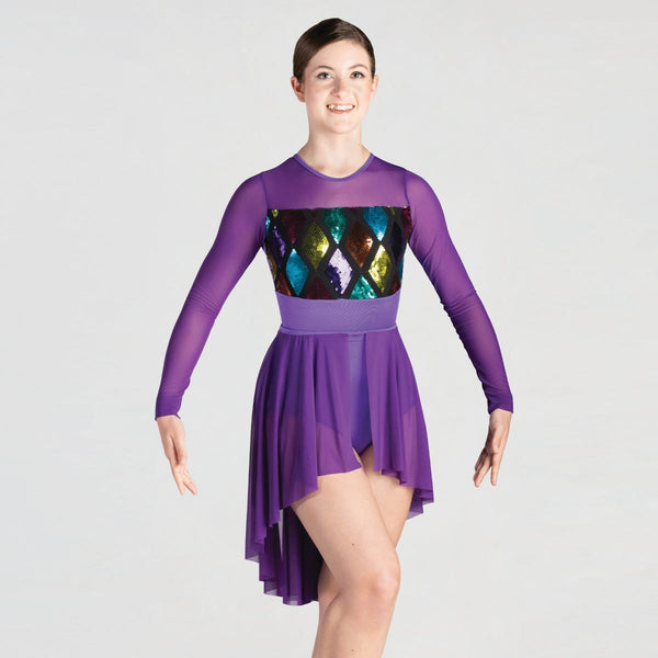  Long Sleeved Leotard with Harlequin Detail & Separate Skirt | 1st Position 