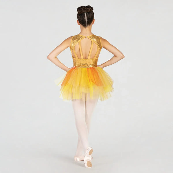 1st Position Sequinned Bodice Dress with Cutaway Back and Panelled Skirt | Dazzle Dancewear Ltd