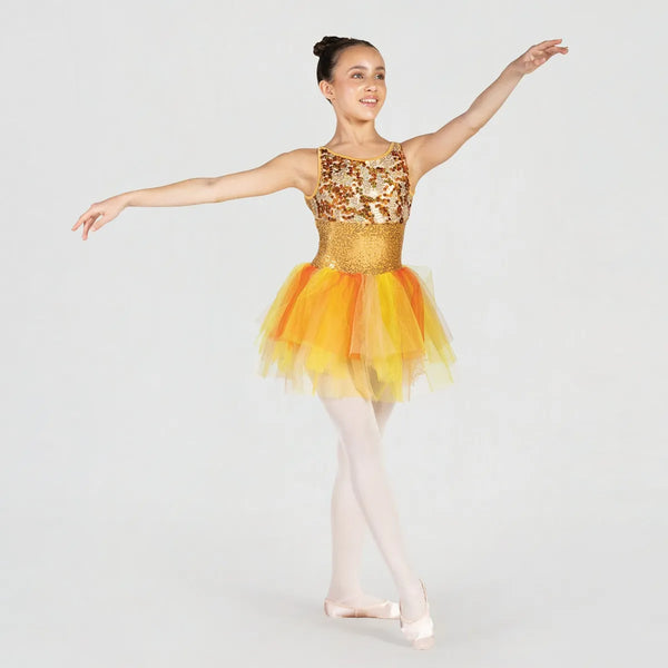 1st Position Sequinned Bodice Dress with Cutaway Back and Panelled Skirt | Dazzle Dancewear Ltd