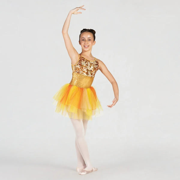 1st Position Sequinned Bodice Dress with Cutaway Back and Panelled Skirt | Dazzle Dancewear Ltd