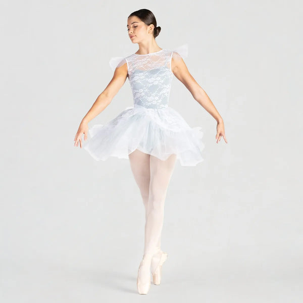 1st Position Floral Lace Overlay Tutu with Peplum  | Dazzle Dancewear Ltd