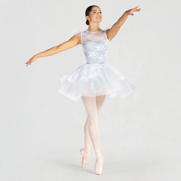 1st Position Floral Lace Overlay Tutu with Peplum  | Dazzle Dancewear Ltd