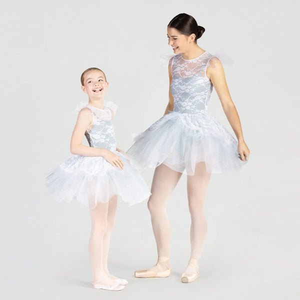 1st Position Floral Lace Overlay Tutu with Peplum  | Dazzle Dancewear Ltd