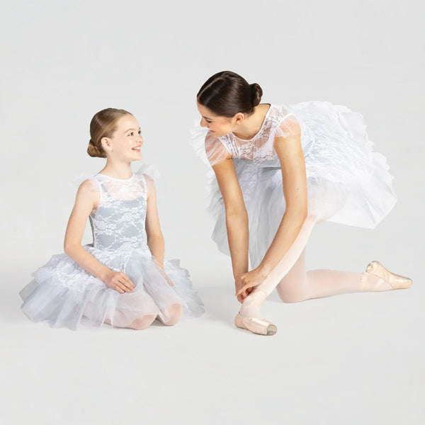 1st Position Floral Lace Overlay Tutu with Peplum  | Dazzle Dancewear Ltd