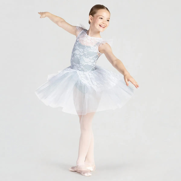 1st Position Floral Lace Overlay Tutu with Peplum  | Dazzle Dancewear Ltd