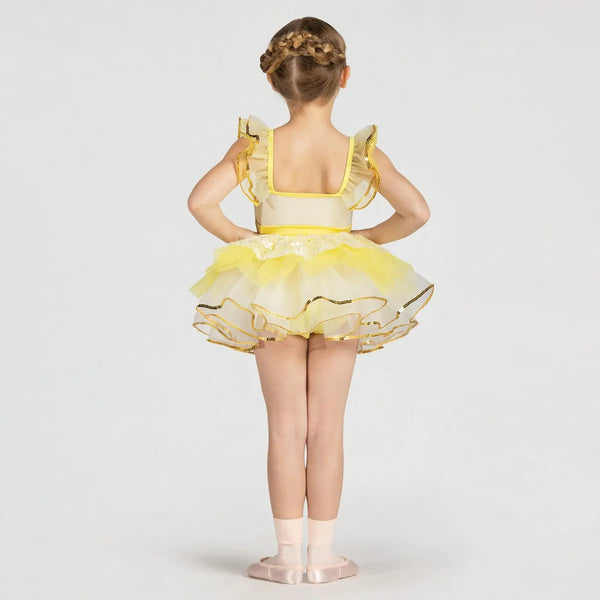 Textured Floral Mesh Tutu with Frill Sleeves | 1st Position 