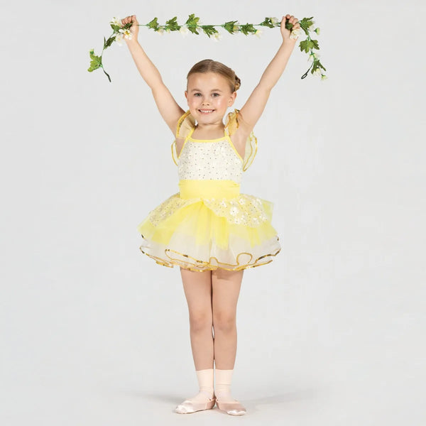 Textured Floral Mesh Tutu with Frill Sleeves | 1st Position 