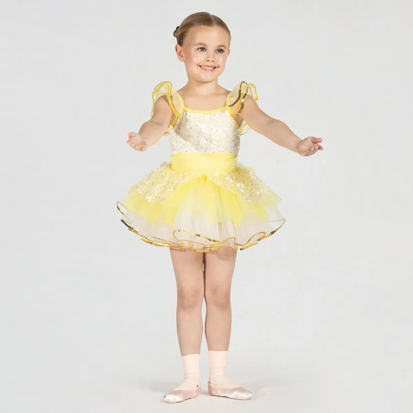 Textured Floral Mesh Tutu with Frill Sleeves | 1st Position 