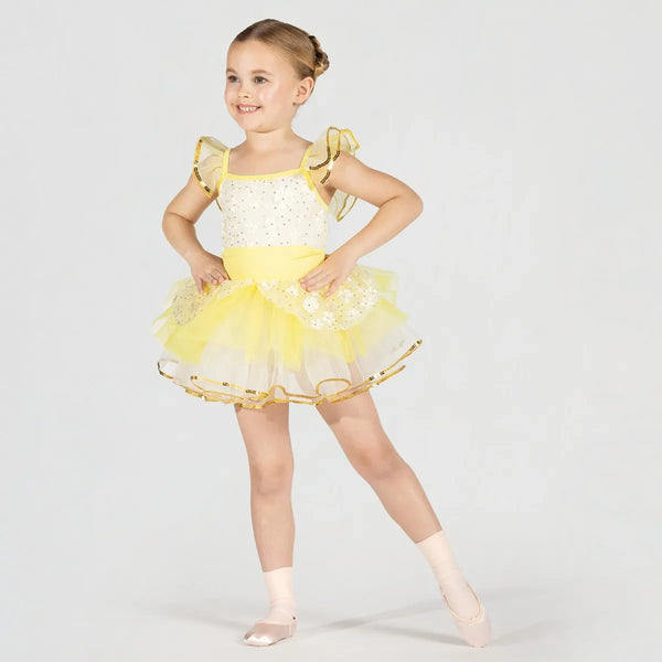 Textured Floral Mesh Tutu with Frill Sleeves | 1st Position 