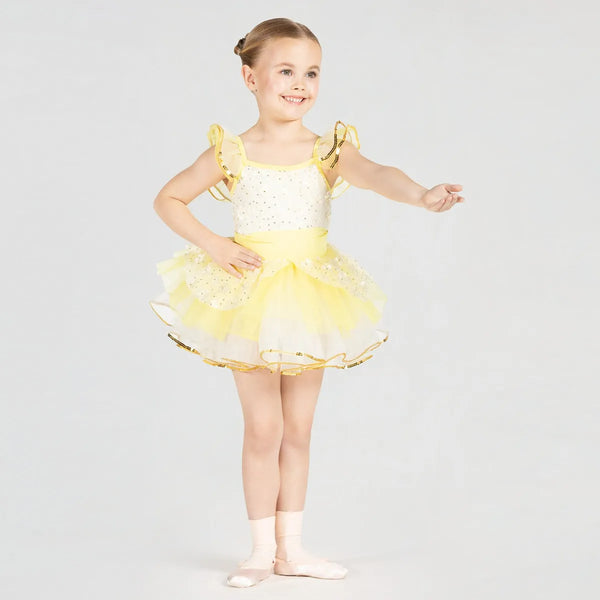 Textured Floral Mesh Tutu with Frill Sleeves | 1st Position 