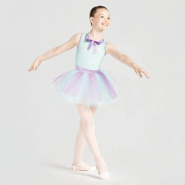 Sequin Bodice with Collar and Multicoloured Tutu | 1st Position 