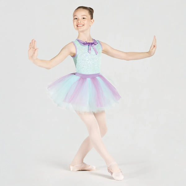 Sequin Bodice with Collar and Multicoloured Tutu | 1st Position 