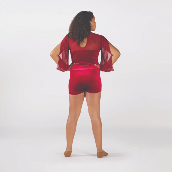 Belted Leotard with Long Mesh Sleeves | 1st Position 