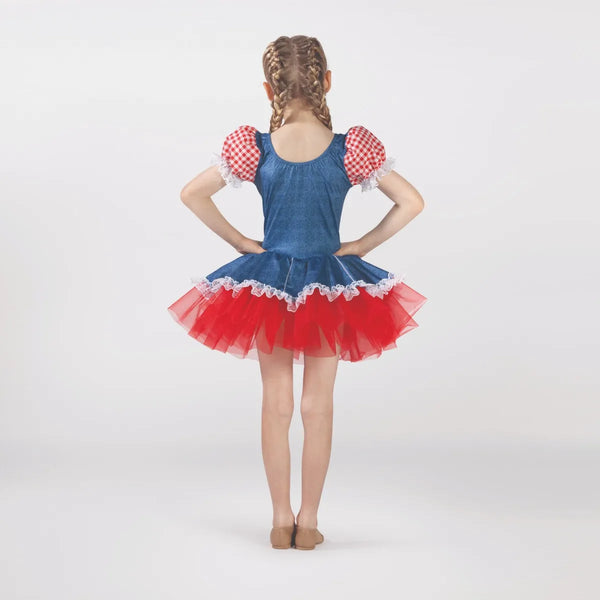 Gingham/Denim Tutu with Lacing Detail and Lace Trim | 1st Position 